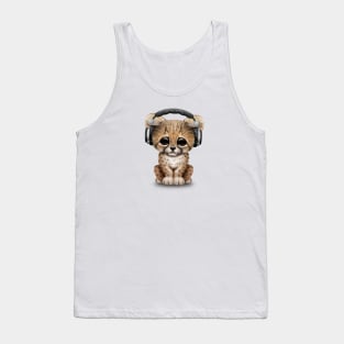 Cute Cheetah Cub Dj Wearing Headphones Tank Top